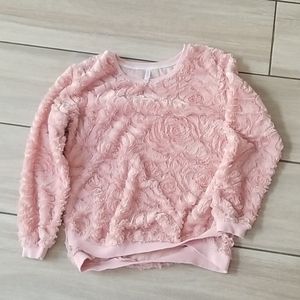 Pink fluffy floral sweatshirt